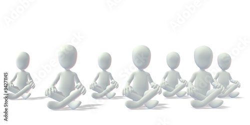 Illustration: grau Gruppe in Meditationversunken grau Gruppe in Meditationversunken
