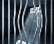 prison 3d and bended metal bar