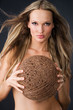 Beautiful sexy woman with skein of thread Beautiful sexy woman with skein of thread