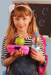 schoolgirl with lunch box