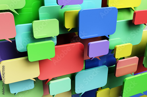 Photo: Colorful speech bubbles - concept for social networking Colorful speech bubbles - concept for social networking