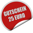 Sticker rot rund curl unten GUTSCHEIN