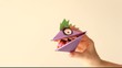 origami monster eating cherry