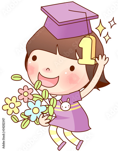 Vector: Portrait of girl with graduation cap Portrait of girl with graduation cap