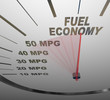 Fuel Economy Speedometer Measures MPG Efficiency in Car or Vehic
