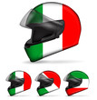 set of italy motorcycle helmet isolated on white background
