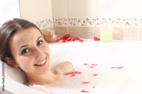 Photo: woman in milk bath woman in milk bath