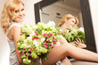 Young beautiful woman with flowers