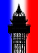 Eiffel Tower Top 3D Render on French Flag