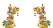 twin dragon pillar statues on white background