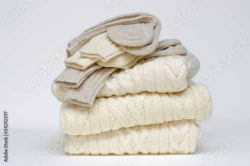 Photo: Traditional Irish wool cable knit and Aran winter sweaters Traditional Irish wool cable knit and Aran winter sweaters