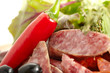 chorizo (smoked sausage salchichon) close-up