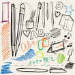 back to school doodles - pencils, pens and scribblings back to school doodles - pencils, pens and scribblings