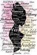 Woman silhouette made from letters