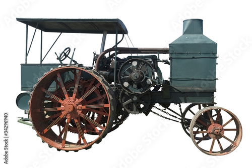 Photo: oil pull tractor ran on kerosene, isolated oil pull tractor ran on kerosene, isolated