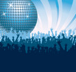 Discokugel mit Fans in Blau Discokugel mit Fans in Blau