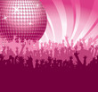 Discokugel mit Fans in Pink