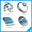 Blue 3d company signs.