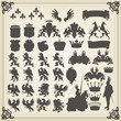 Heraldic silhouettes set of many vintage elements vector