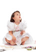 Pretty little girl in white dress mit bijouterie