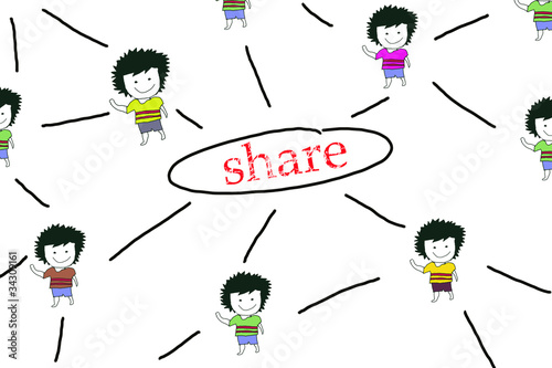 Illustration: People Sketching Network, concept of Information sharing People Sketching Network, concept of Information sharing
