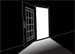 open door outline on black