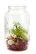 A set of spices in glass jars