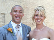 Close up of Bride and Groom outside church