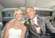 Bride and Groom in Wedding Car