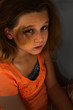 Abused Afraid Girl Child in Dark Crying