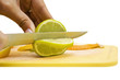The fruit cooking on the white backgrount