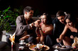 Photo: young couples having deserts and coffee young couples having deserts and coffee