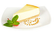 Gourmet slice of cheesecake on the white background