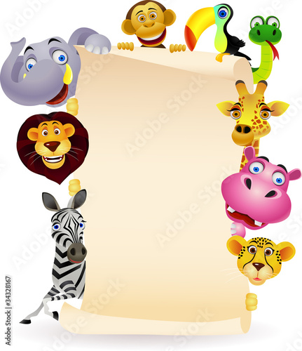 Vector: Animal cartoon and blank space Animal cartoon and blank space