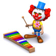 3d Clown plays music on a xylophone