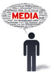 Paper Man with media Bubble