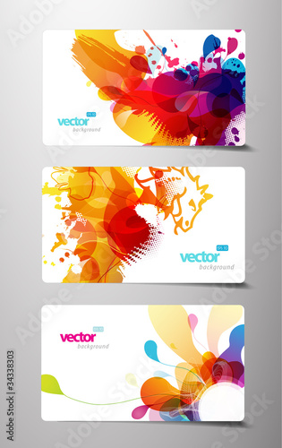 Vektor: Set of abstract colorful splash gift cards. Set of abstract colorful splash gift cards.