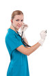 Photo: Young female doctor with stethoscope Young female doctor with stethoscope