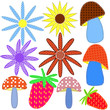 Aplique work in form colour, mushroom and fabrics berries Aplique work in form colour, mushroom and fabrics berries