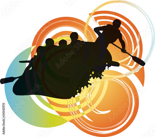 Vector: Vector illustration of Rafting on the rapids. Vector illustration of Rafting on the rapids.