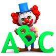 3d Clown learns the alphabet, A, B....C!
