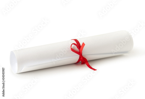 Photo: roll white paper with red tape roll white paper with red tape