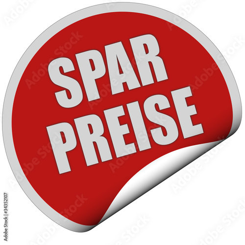Illustration: Sticker rot rund curl unten SPARPREISE Sticker rot rund curl unten SPARPREISE