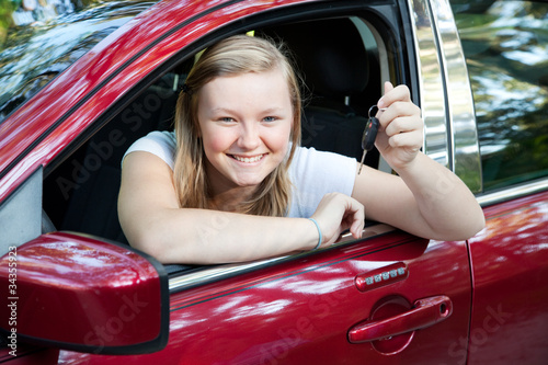 Photo: Beautiful Teen Girl with New Car Beautiful Teen Girl with New Car