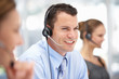 Young businessman wearing headset