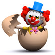 3d Clown bursts out of the egg