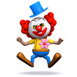 3d Clown jumps in the air