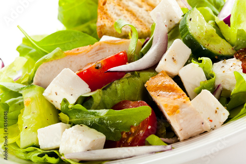 Photo: Vegetable salad with roasted chcicken meat Vegetable salad with roasted chcicken meat