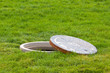 water crossings under the lawn in a park