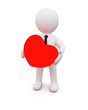 3D man with a red heart